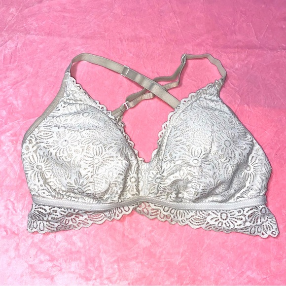 Auden Unlined Bralette Large Pastel Pale Grey Blue? Racerback Cross Back Bra - Picture 1 of 9